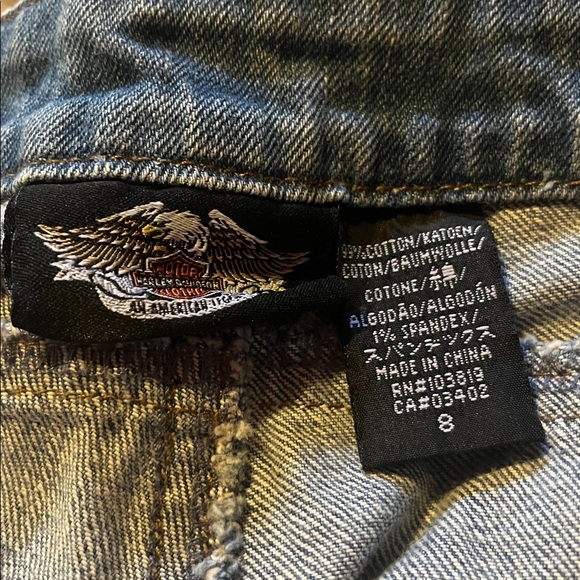Harley Davidson Bootcut Flare Designer Biker Denim Jeans - Womens 8 embellished - Picture 3 of 7